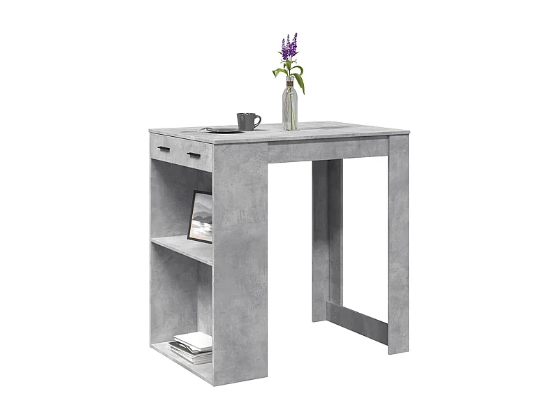 Table de bar gris béton 102x70x103,5 cm bois d'ingénierie