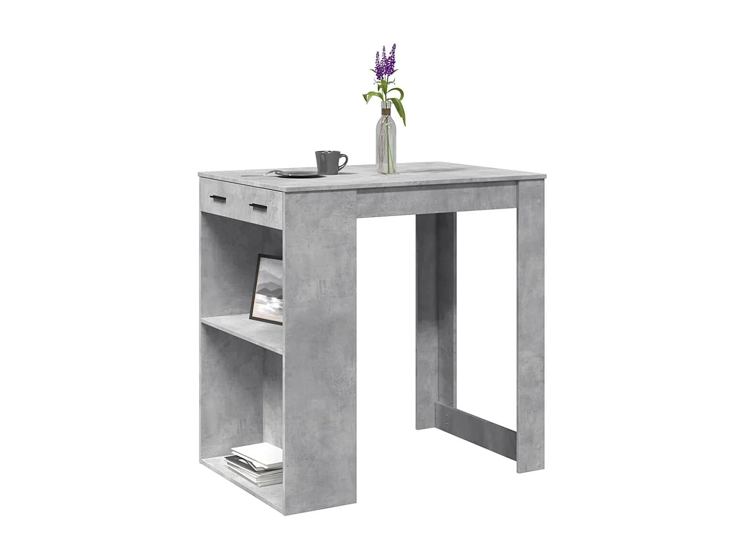 Table de bar gris béton 102x70x103,5 cm bois d'ingénierie