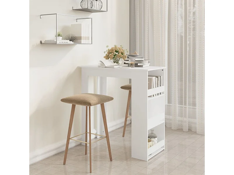 Table de bar avec rangement Blanc 102x50x103,5 cm Aggloméré
