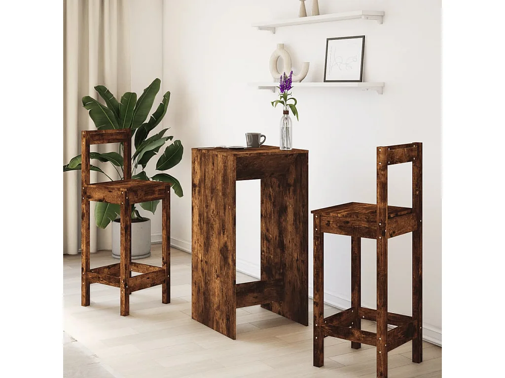 Table de bar chêne fumé 51x50x103,5 cm bois d'ingénierie