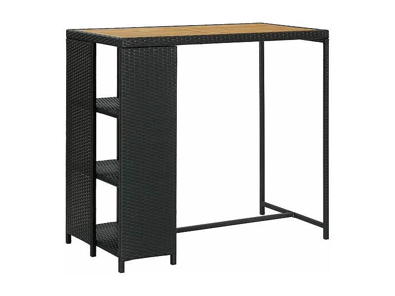 Mesa bar estante almacenaje 120x60x110 cm ratán sintético negro