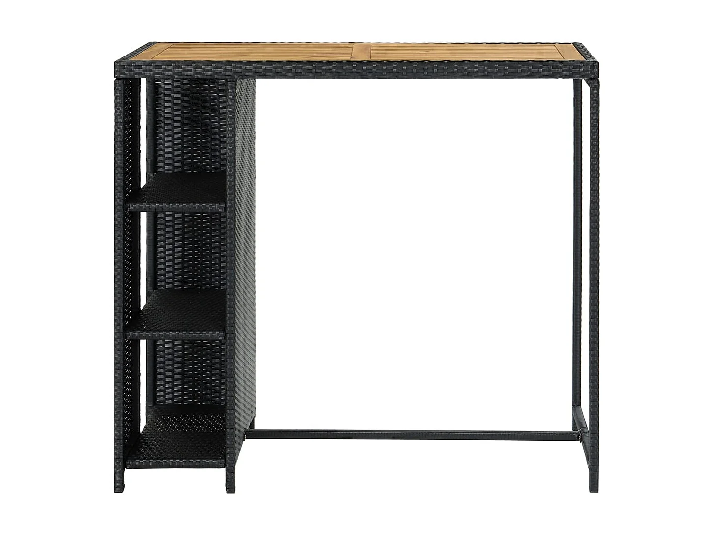 Table de bar avec rangement Noir 120x60x110 cm Résine tressée