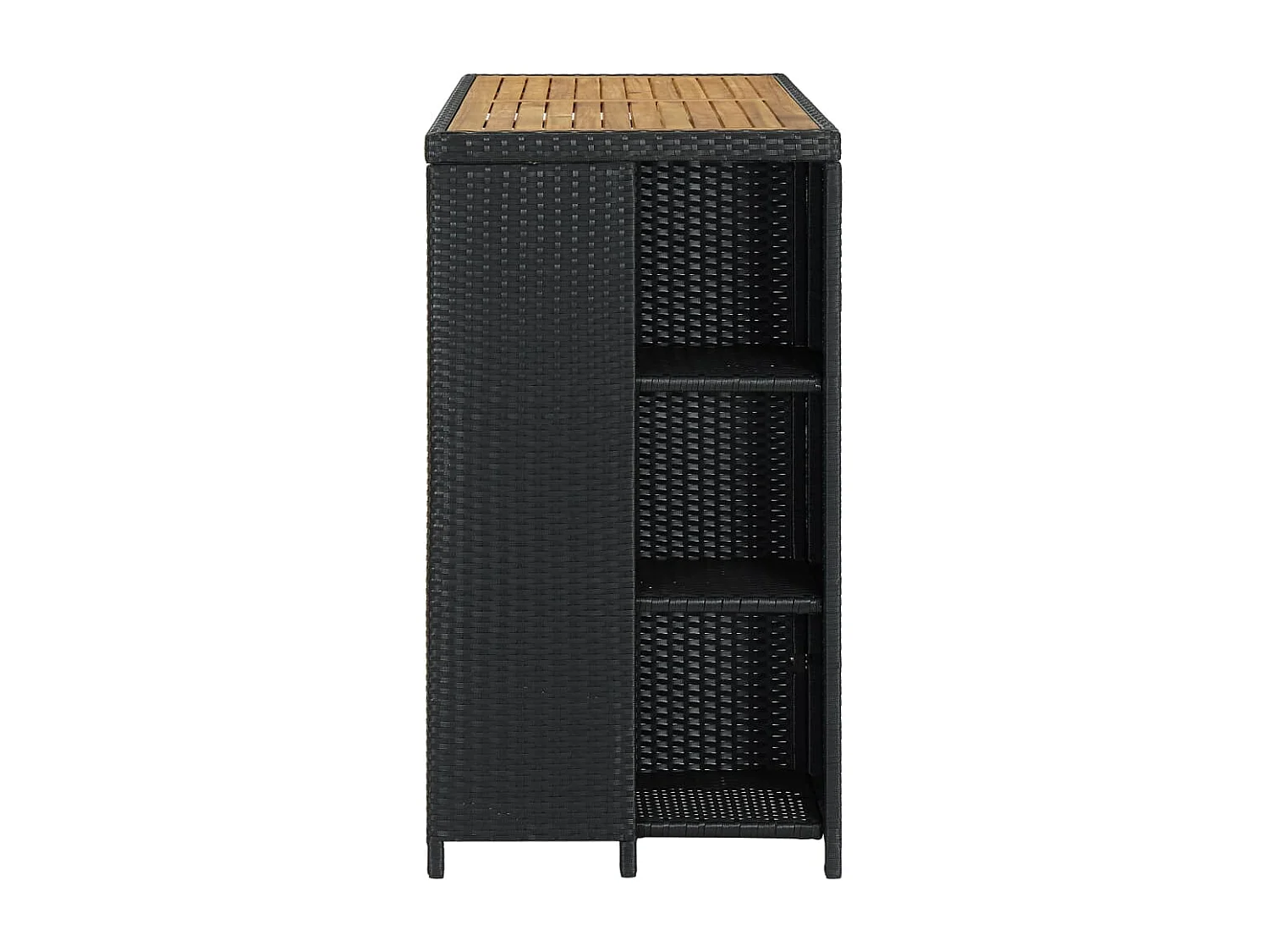 Table de bar avec rangement Noir 120x60x110 cm Résine tressée