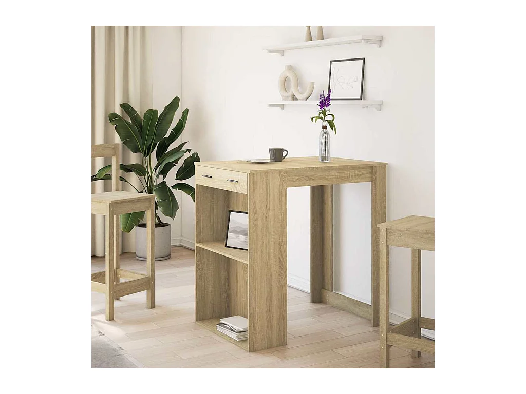 Table de bar chêne sonoma 102x70x103,5 cm bois d'ingénierie