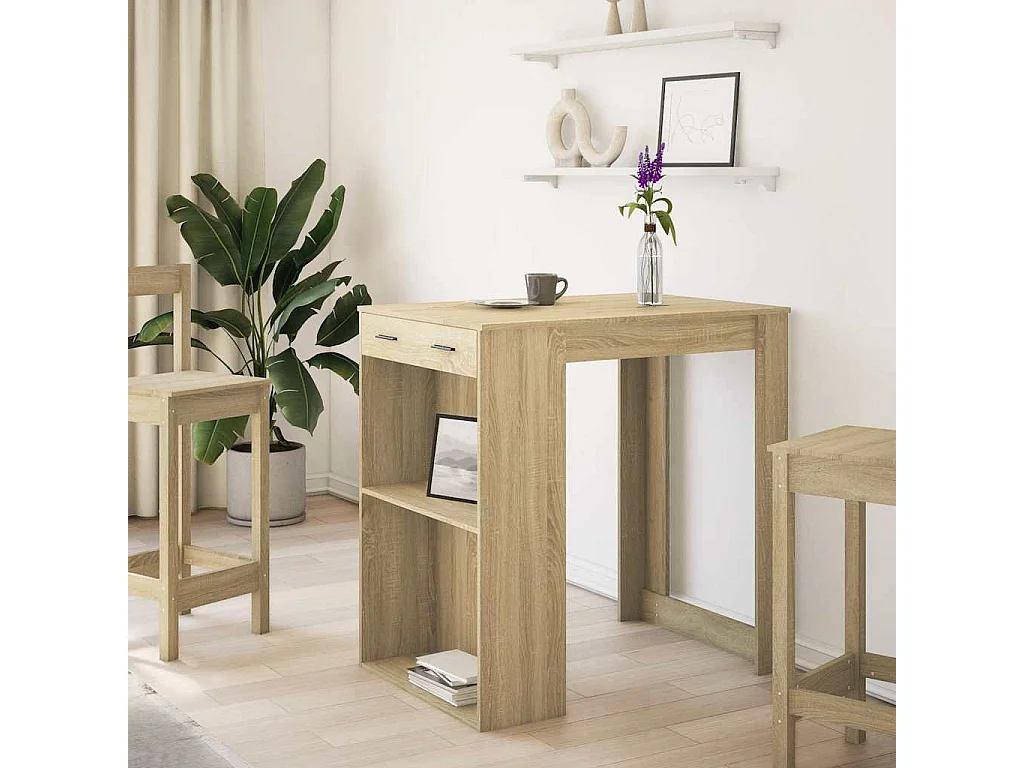 Mesa alta de bar madera ingeniería roble Sonoma 102x70x103,5 cm