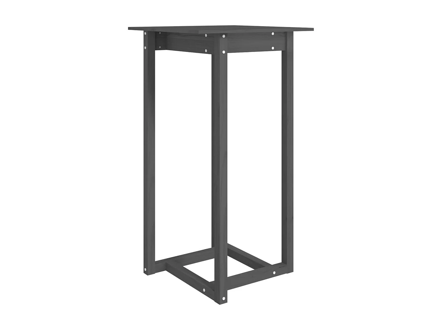 Mesa alta de bar de madera maciza de pino gris 60x60x110 cm
