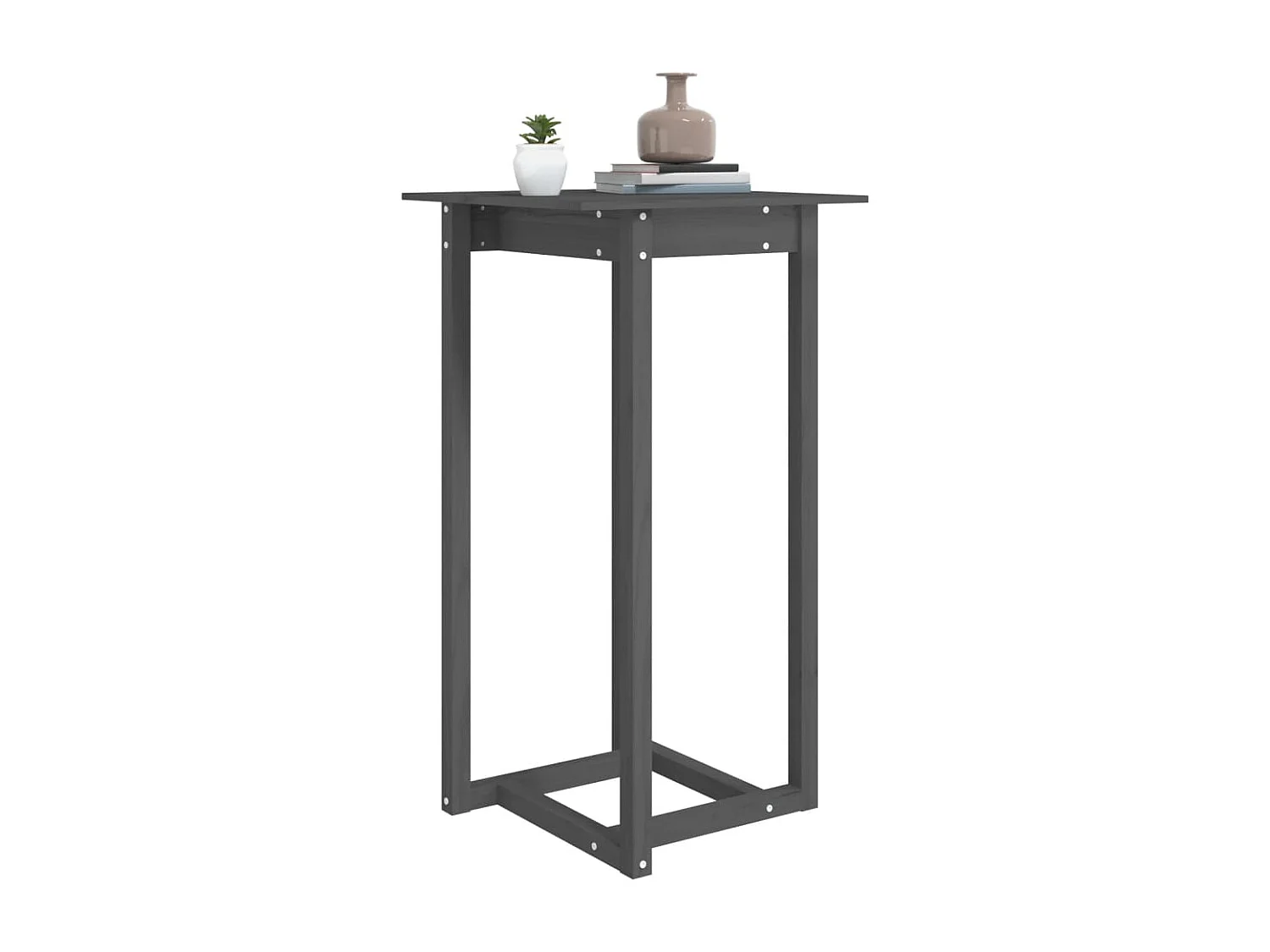 Mesa alta de bar de madera maciza de pino gris 60x60x110 cm