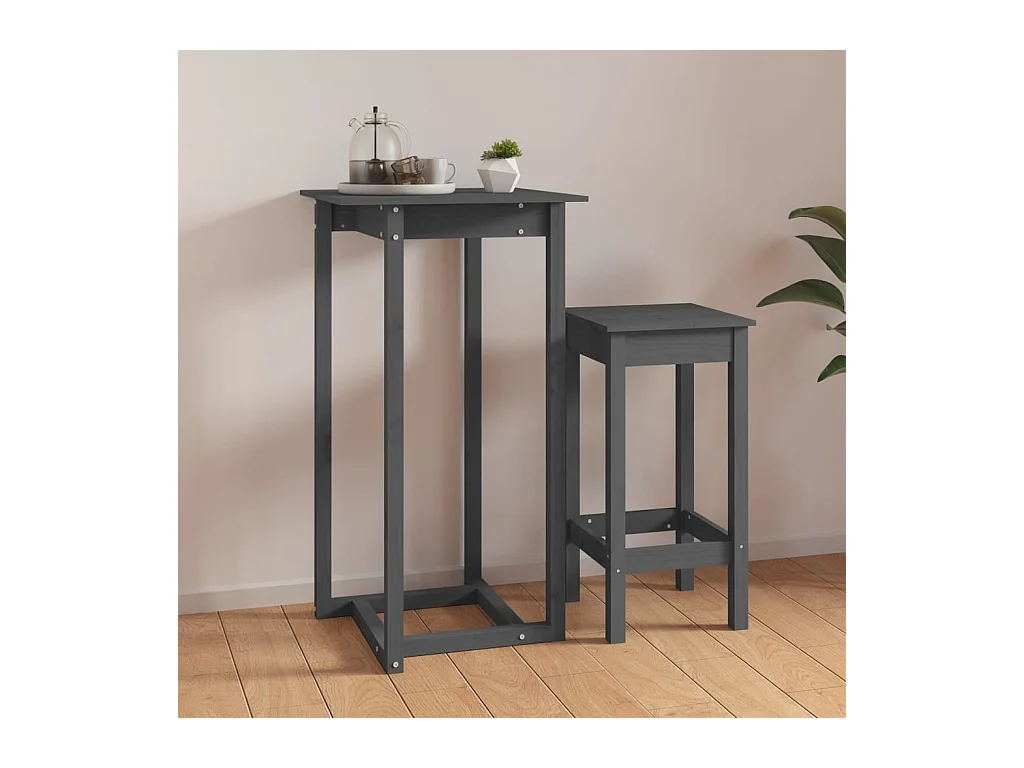 Table de bar Gris 60x60x110 cm Bois massif de pin