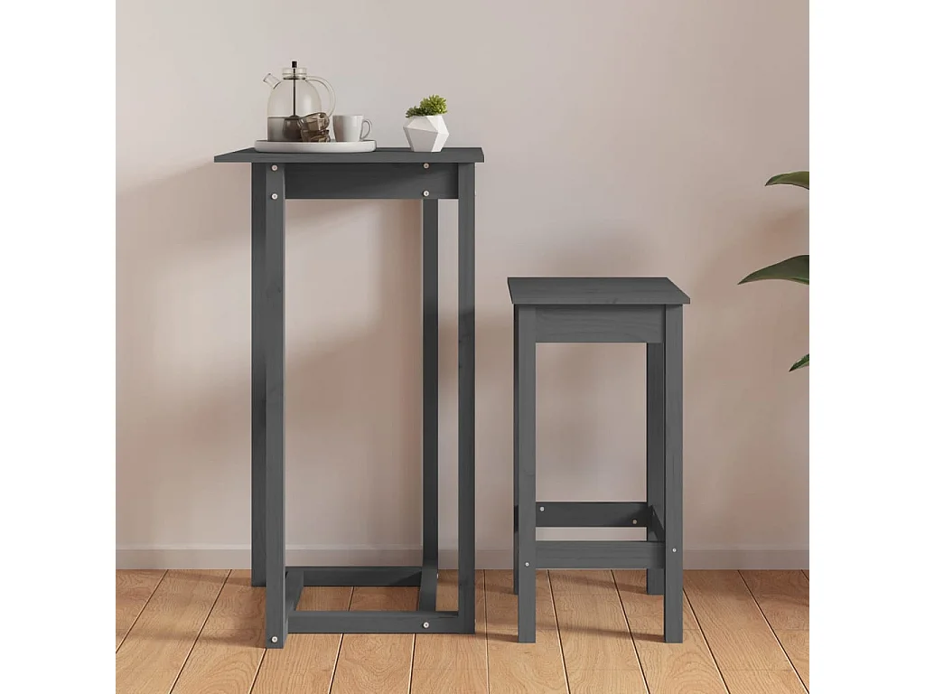 Mesa de bar 60x60x110 cm pinho maciço cinza