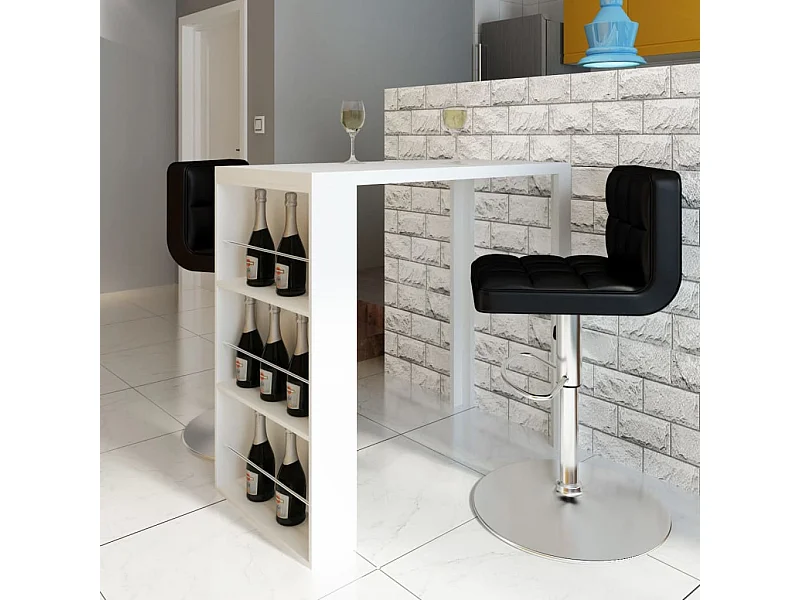 Bartafel met wijnrek MDF hoogglans wit