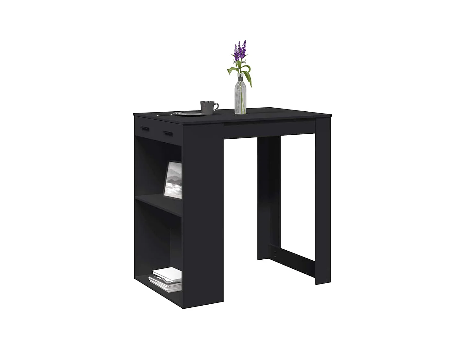 Table de bar noir 102x70x103,5 cm bois d'ingénierie