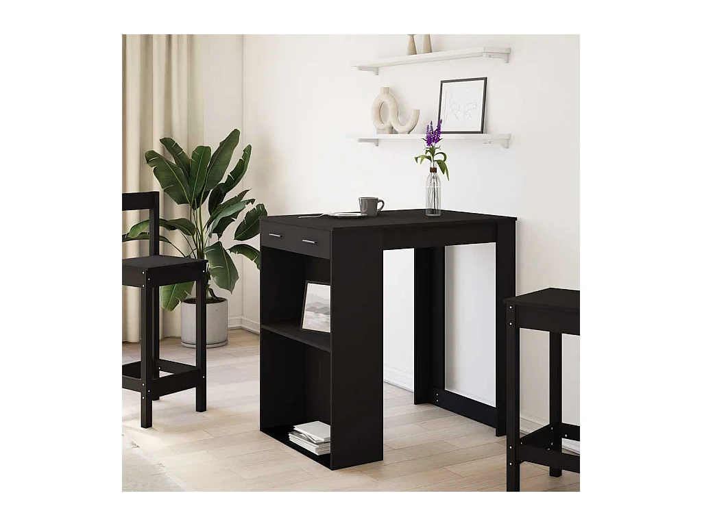 Table de bar noir 102x70x103,5 cm bois d'ingénierie