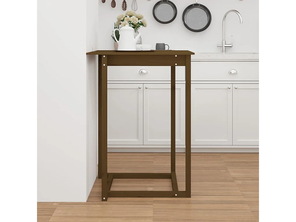 Table de bar Marron miel 80x80x110 cm Bois massif de pin