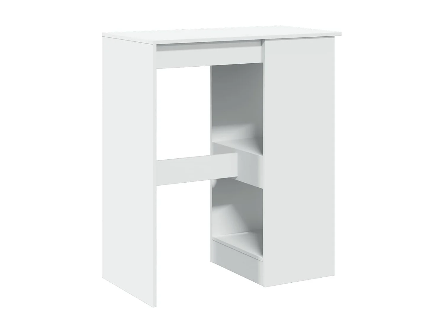 Table de bar avec étagères blanc bois d'ingénierie