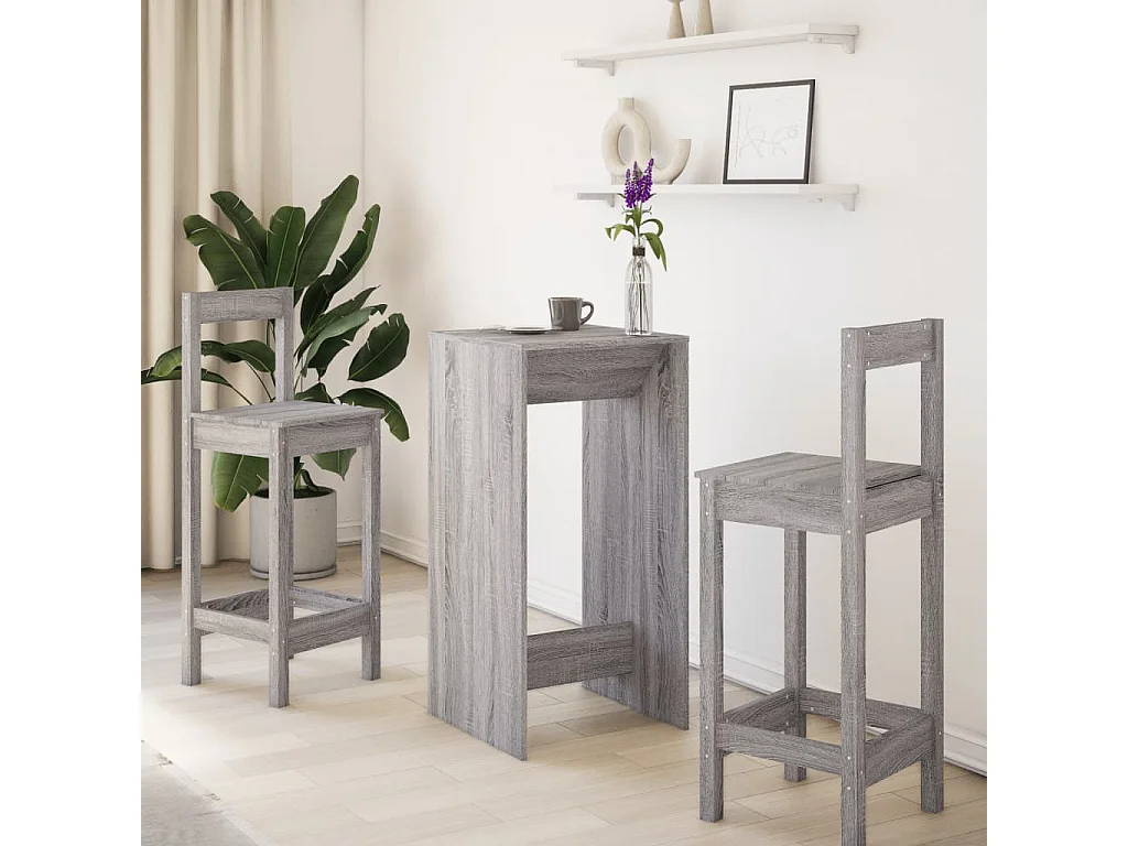 Mesa alta de bar madera ingeniería gris Sonoma 51x50x103,5 cm