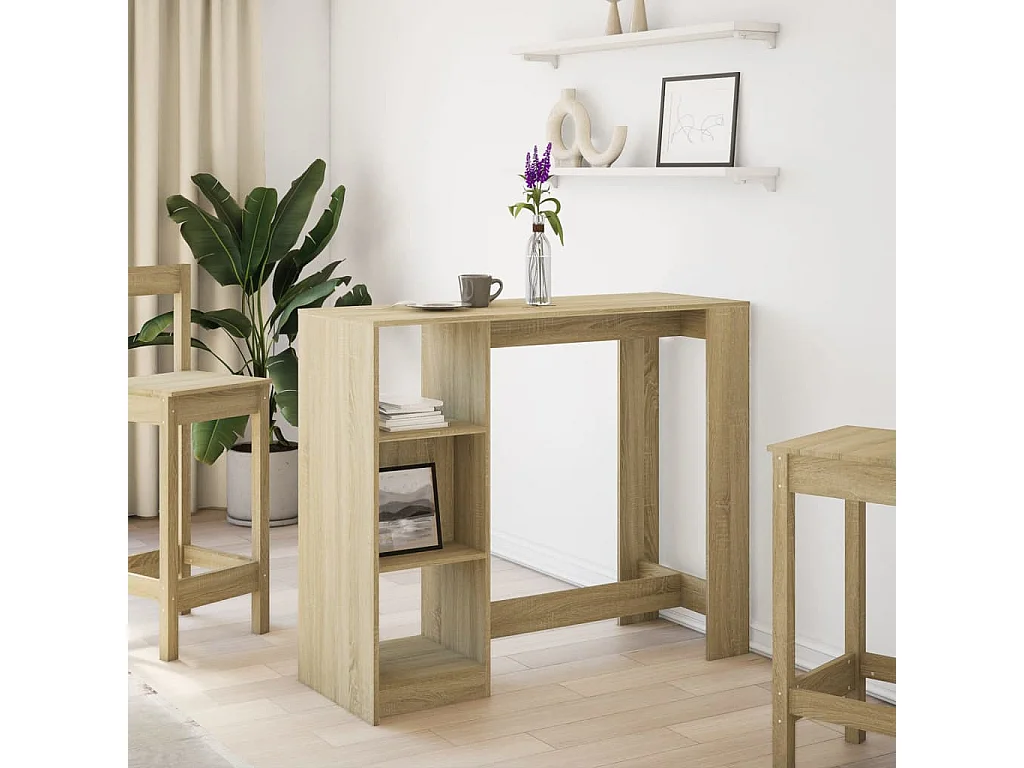 Table de bar avec étagère chêne sonoma bois d'ingénierie