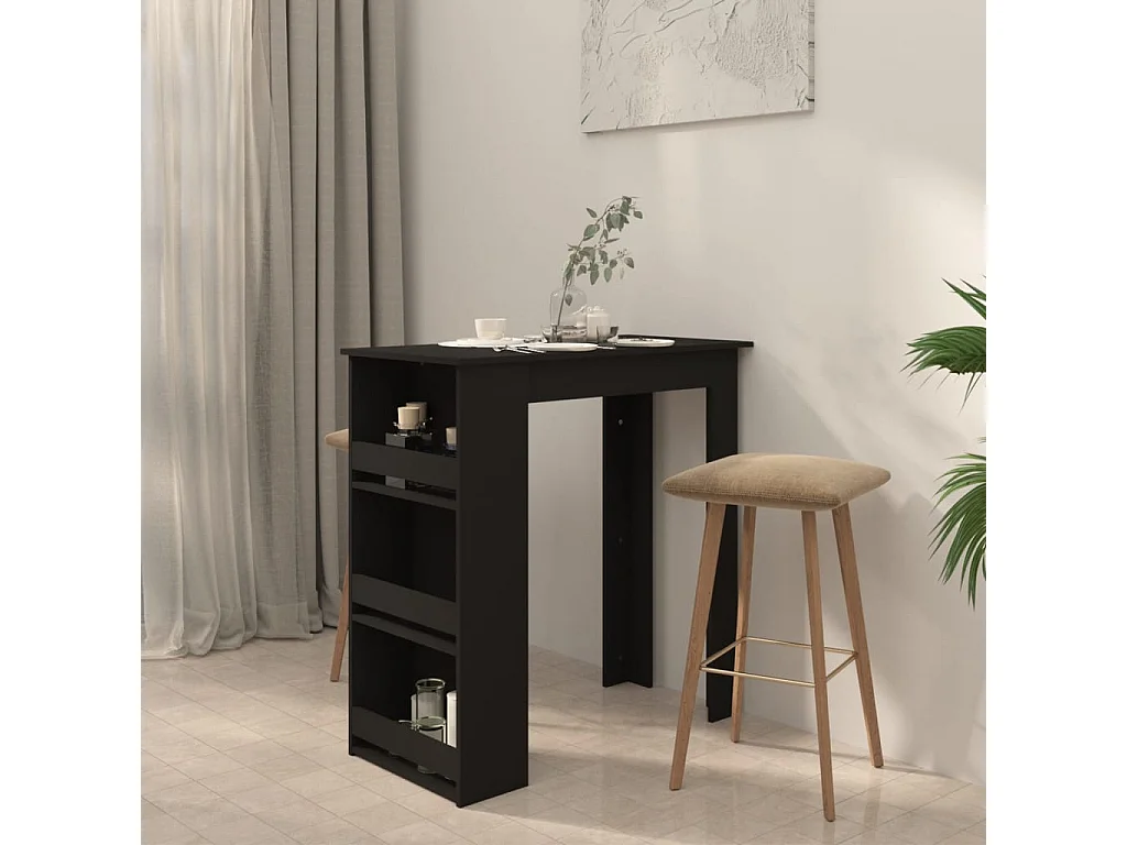 Bartafel met opbergrek 102x50x103,5 cm bewerkt hout zwart