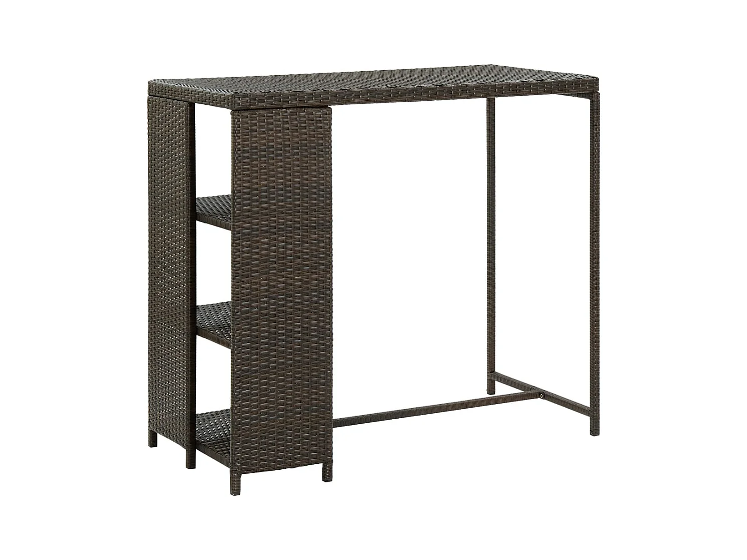 Table de bar avec rangement Marron 120x60x110 cm Résine tressée