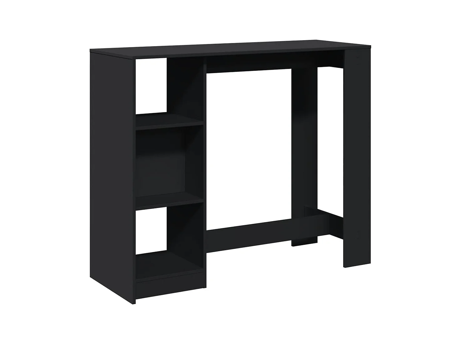 Table de bar avec étagère noir 124x46x103,5cm bois d'ingénierie