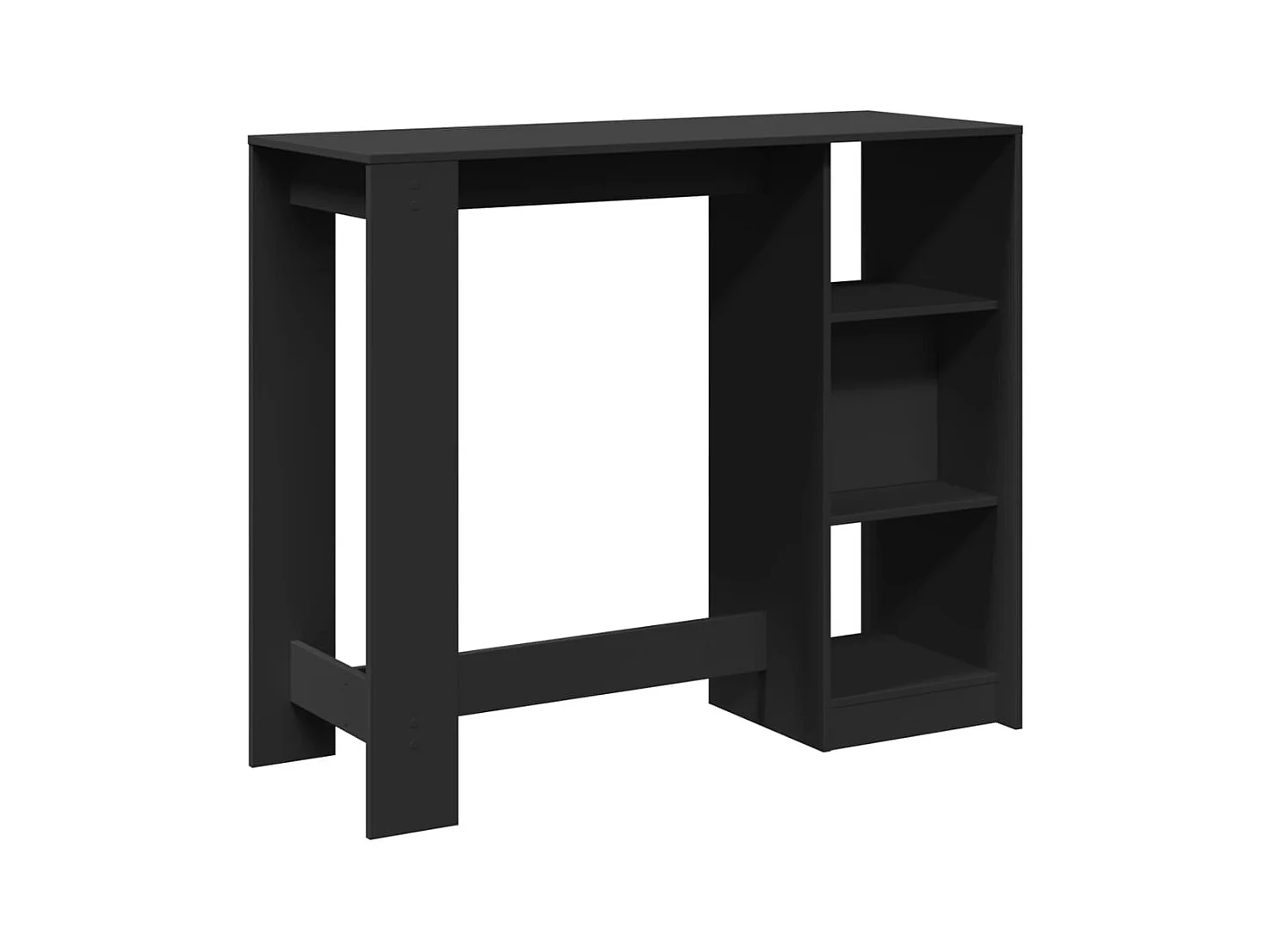 Table de bar avec étagère noir 124x46x103,5cm bois d'ingénierie