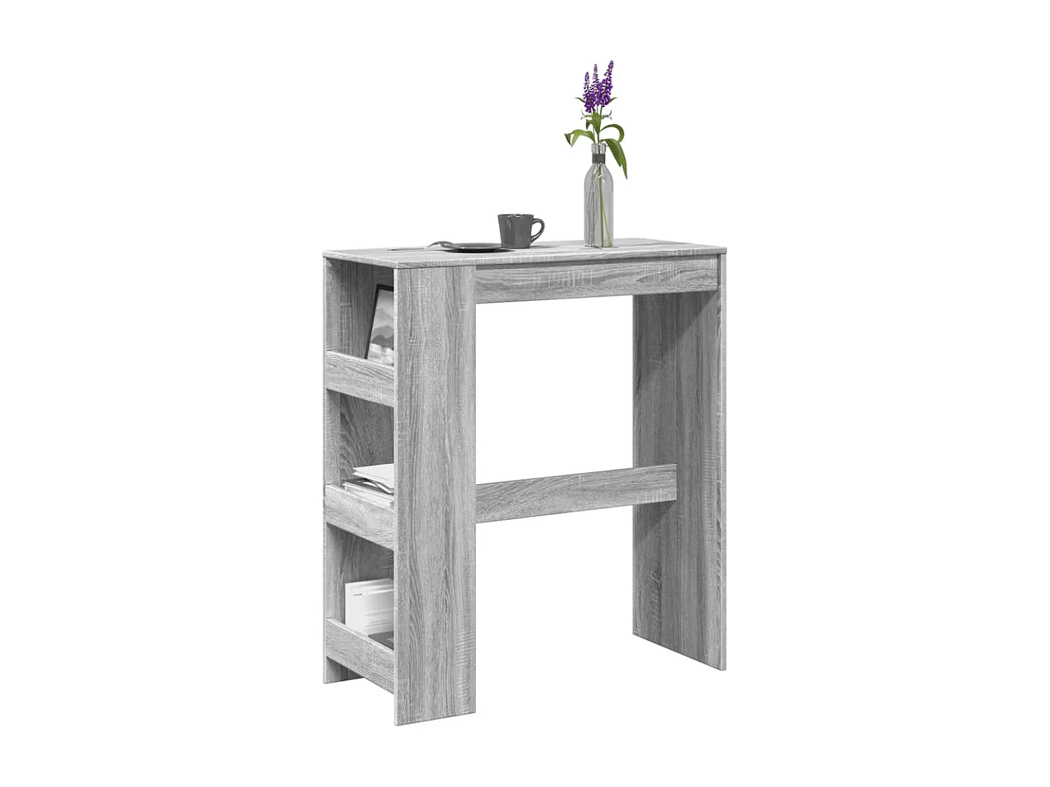 Bartafel met rekken 90x40x103,5 cm bewerkt hout grijs sonoma