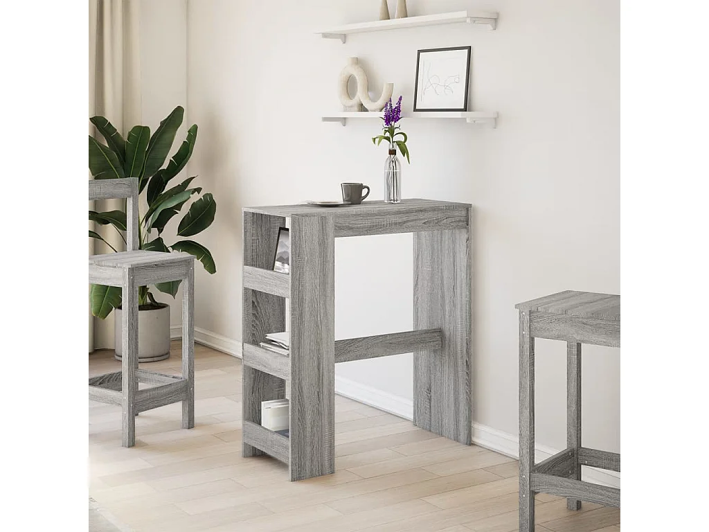 Bartafel met rekken 90x40x103,5 cm bewerkt hout grijs sonoma