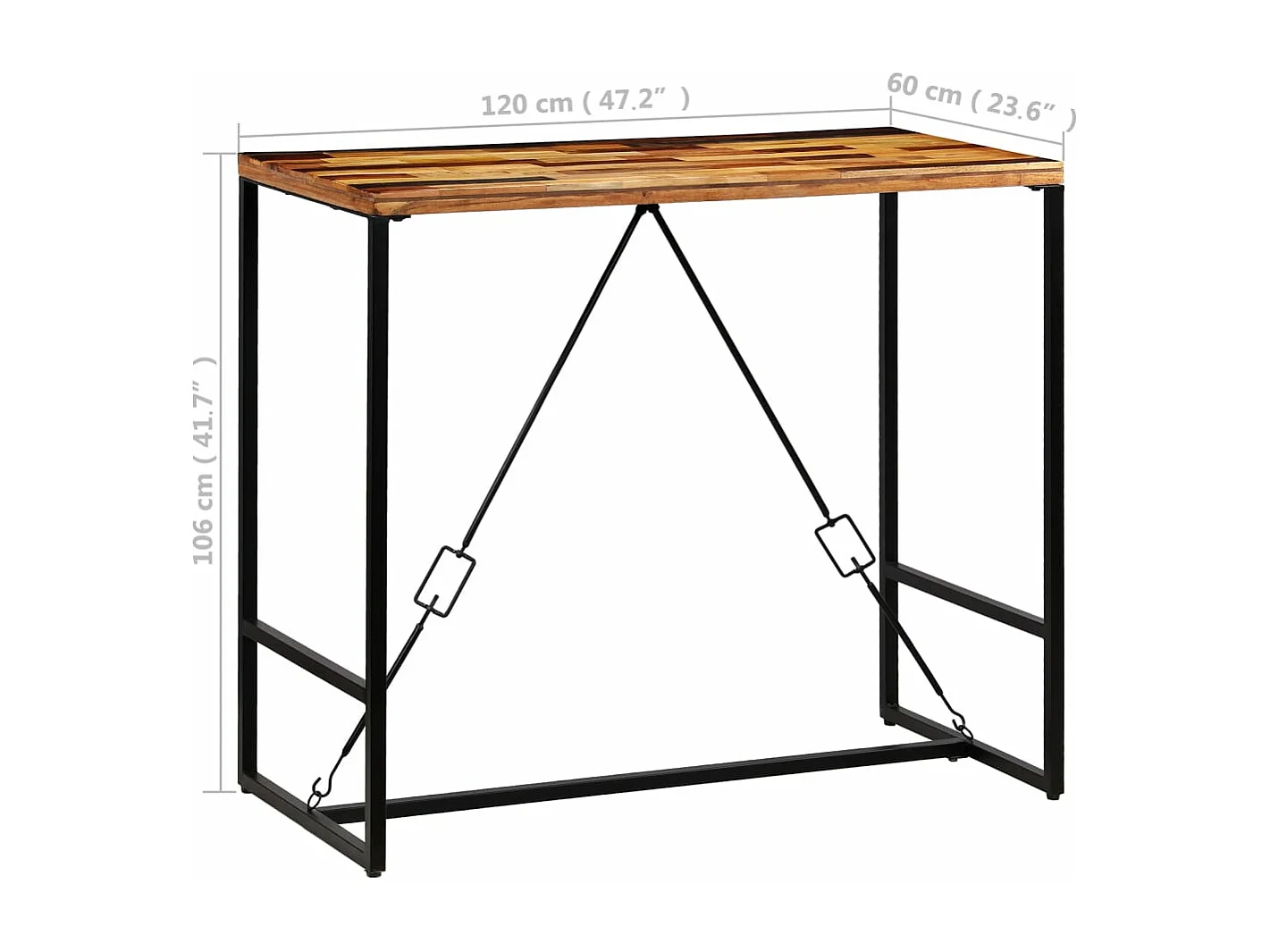 Table de bar Bois recyclé solide 120 x 60 x 106 cm