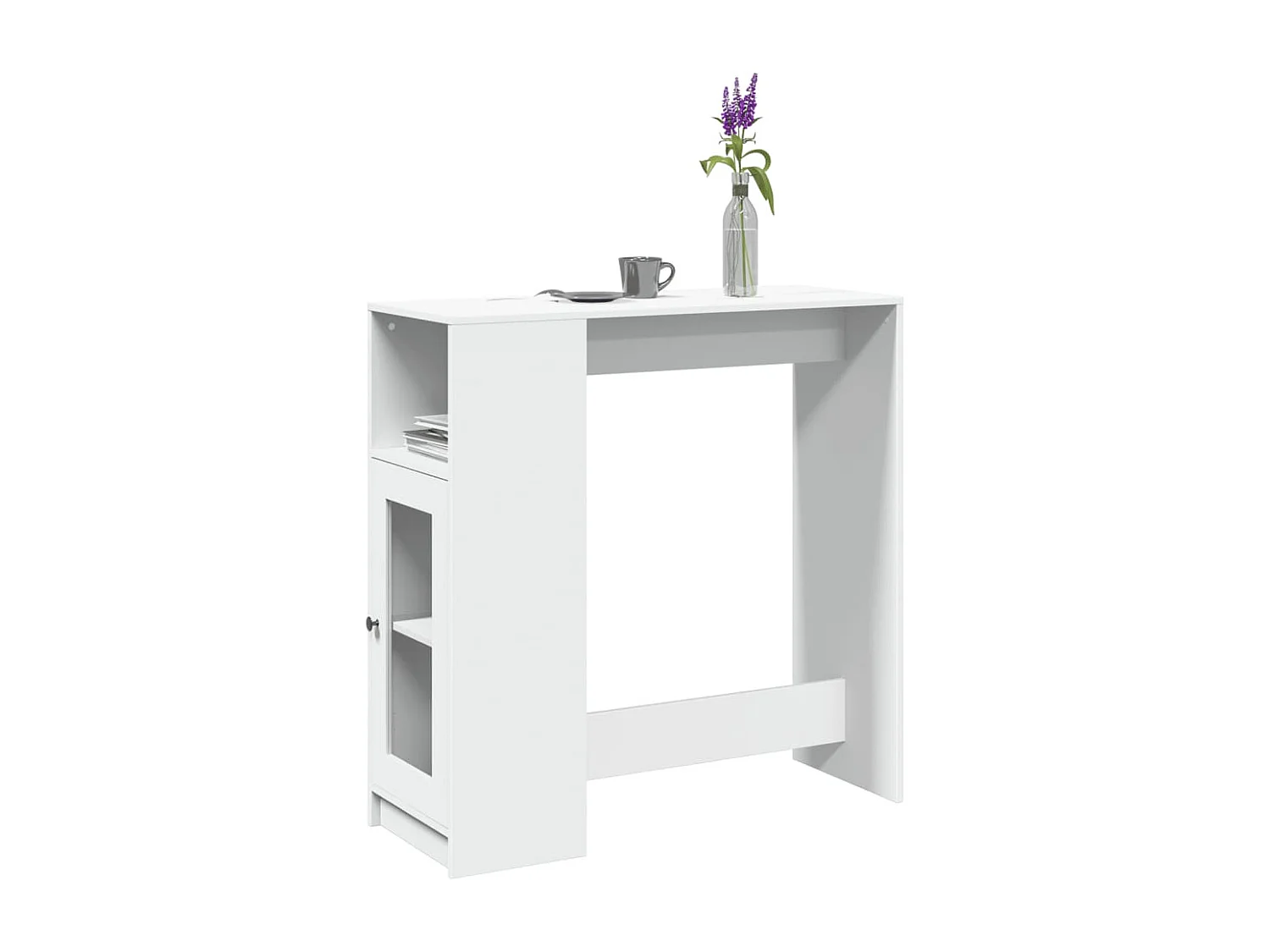 Table de bar avec étagères blanc bois d'ingénierie