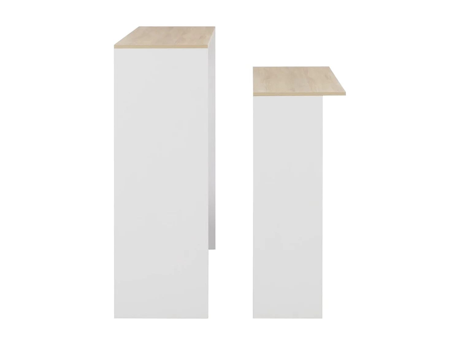 Table de bar avec 2 dessus de table Blanc et chêne 130x40x120cm