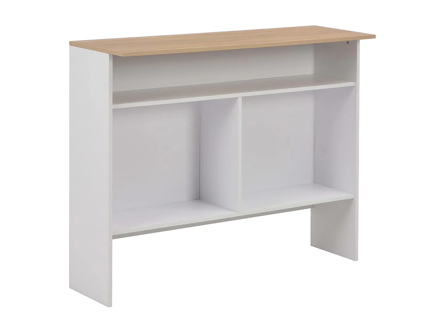 Table de bar avec 2 dessus de table Blanc et chêne 130x40x120cm