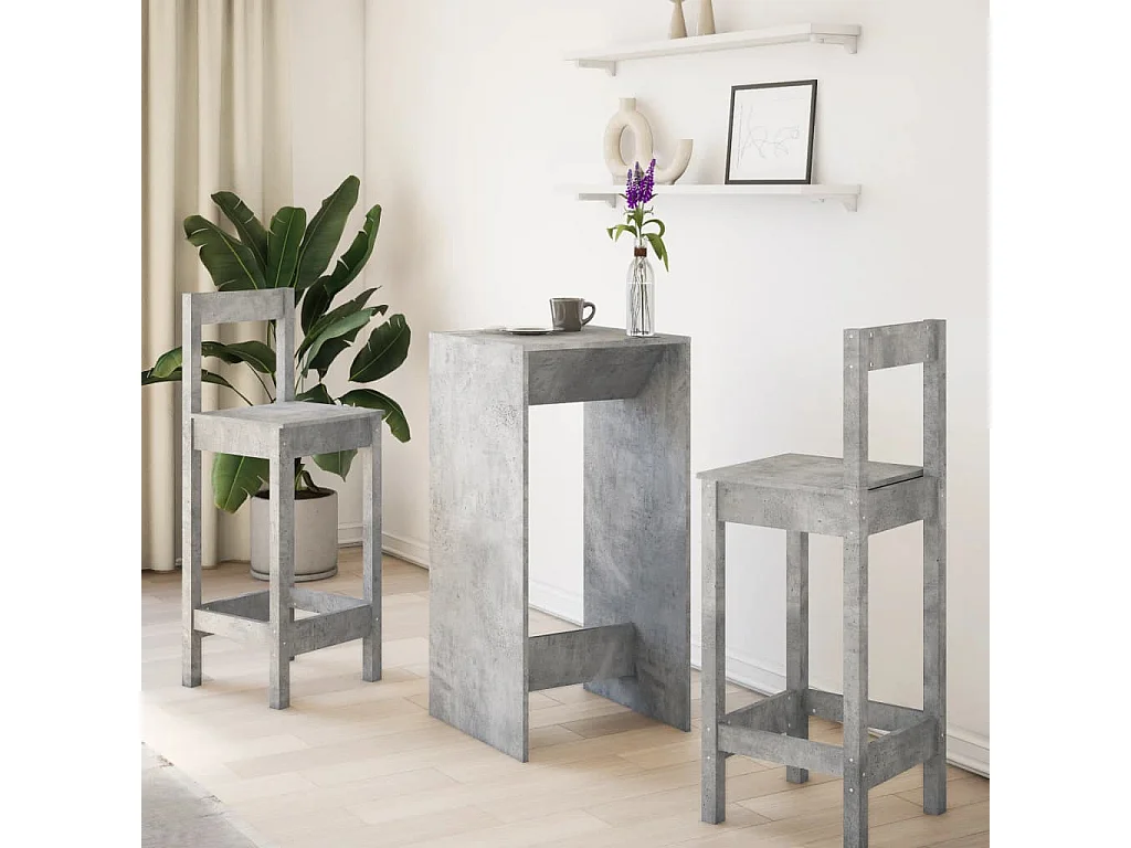 Mesa alta de bar madera ingeniería gris hormigón 51x50x103,5 cm