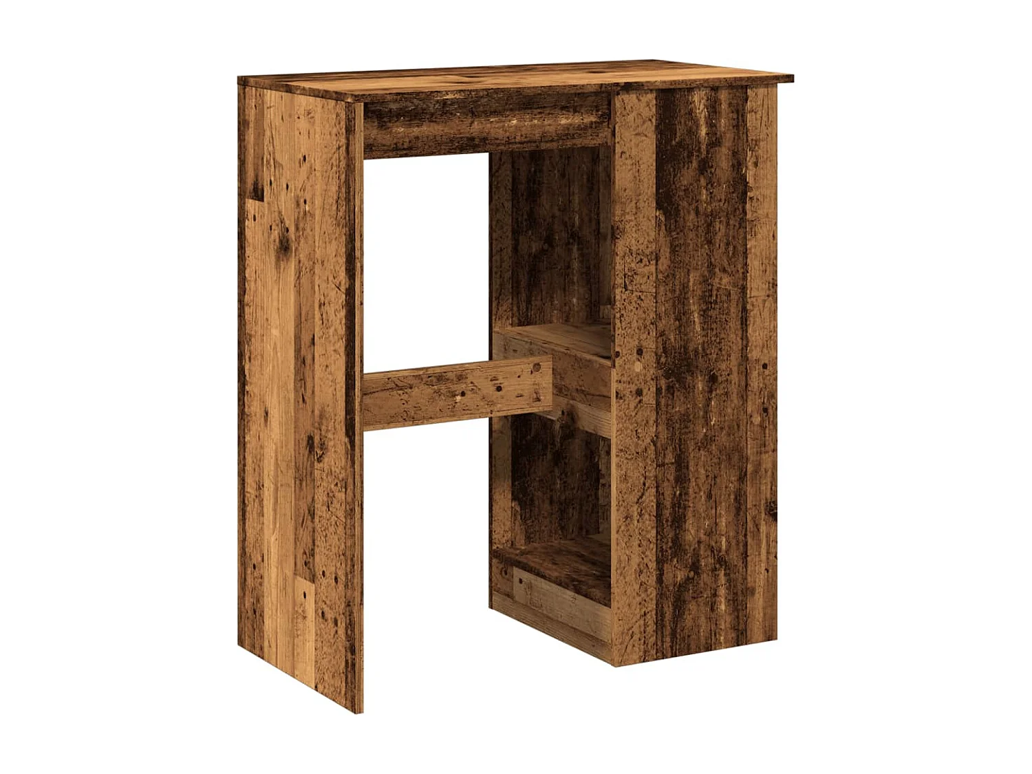 Mesa de bar com prateleiras derivados de madeira madeira velha