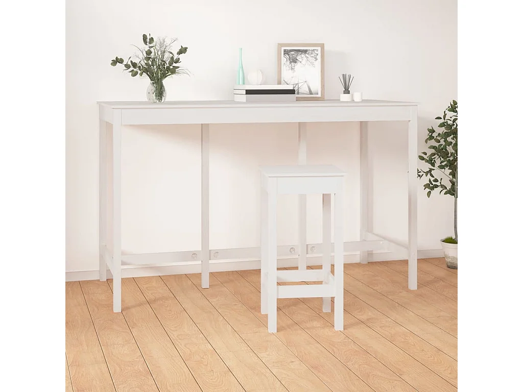 Bartafel 180x80x110 cm massief grenenhout wit