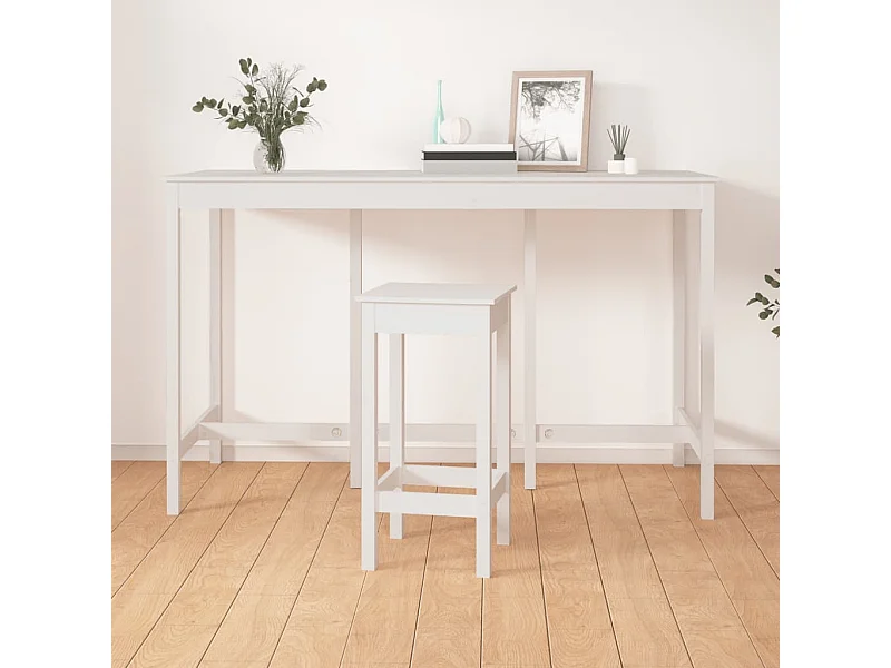 Table de bar Blanc 180x80x110 cm Bois massif de pin