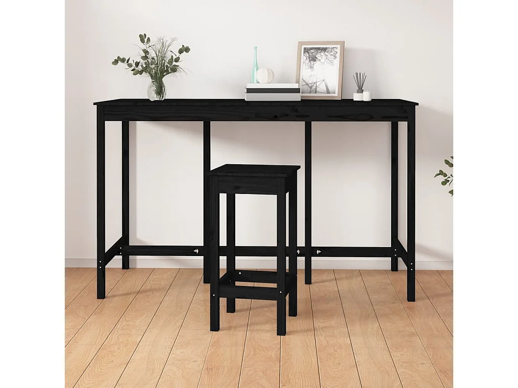 Table de bar Noir 180x80x110 cm Bois massif de pin