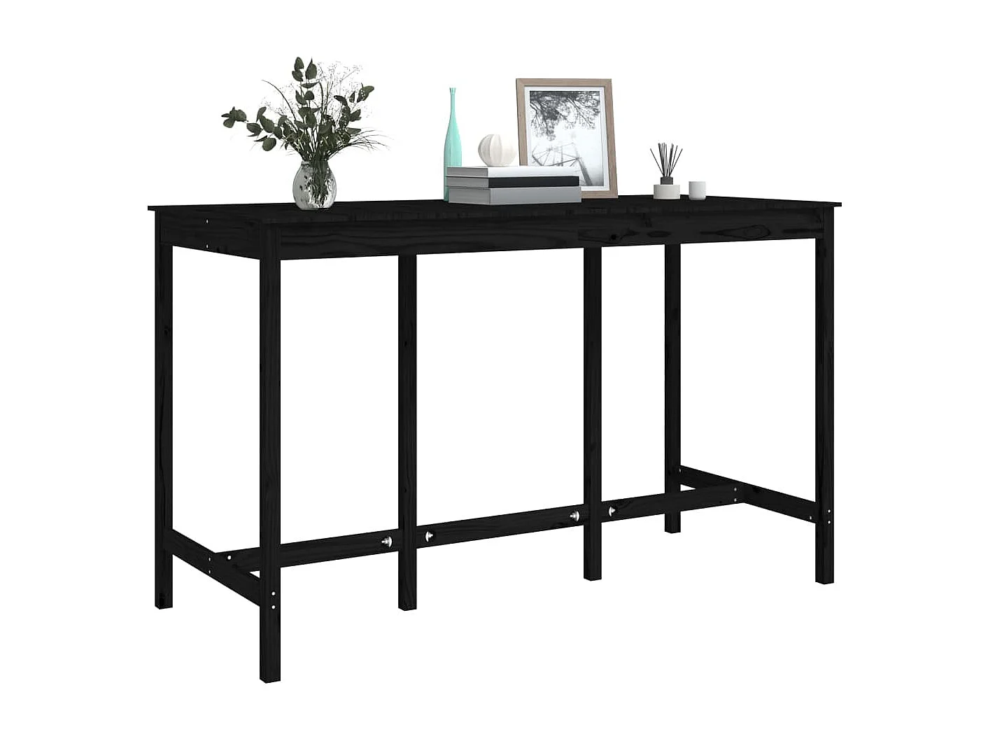 Table de bar Noir 180x80x110 cm Bois massif de pin