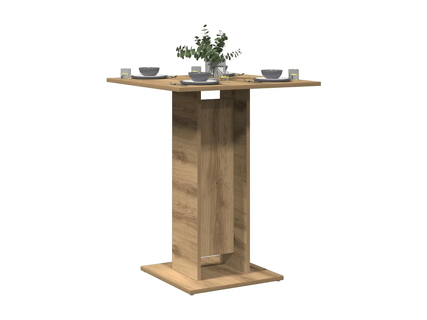 Table de bistro chêne artisanal 60x60x75 cm bois d'ingénierie
