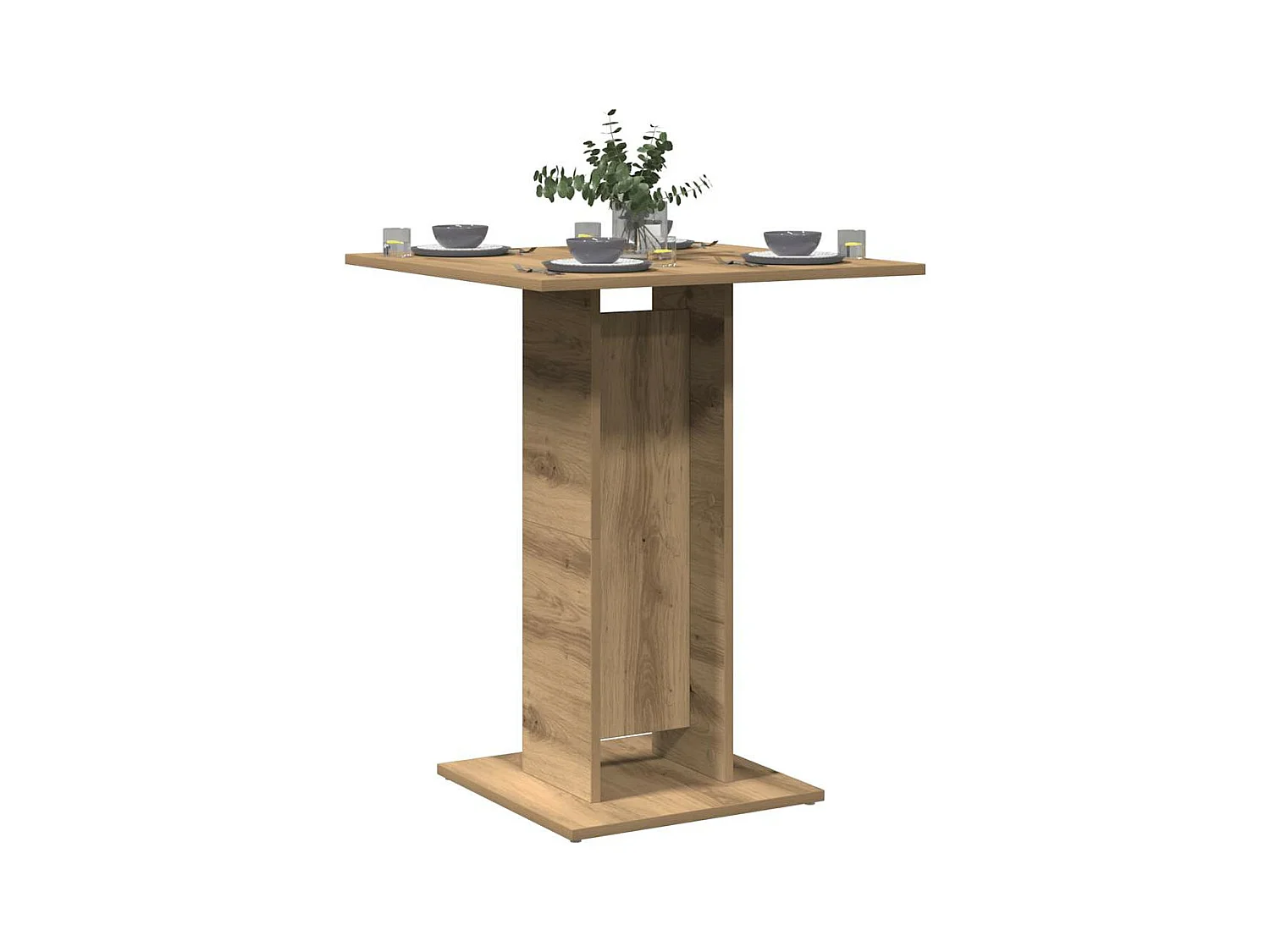 Table de bistro chêne artisanal 60x60x75 cm bois d'ingénierie