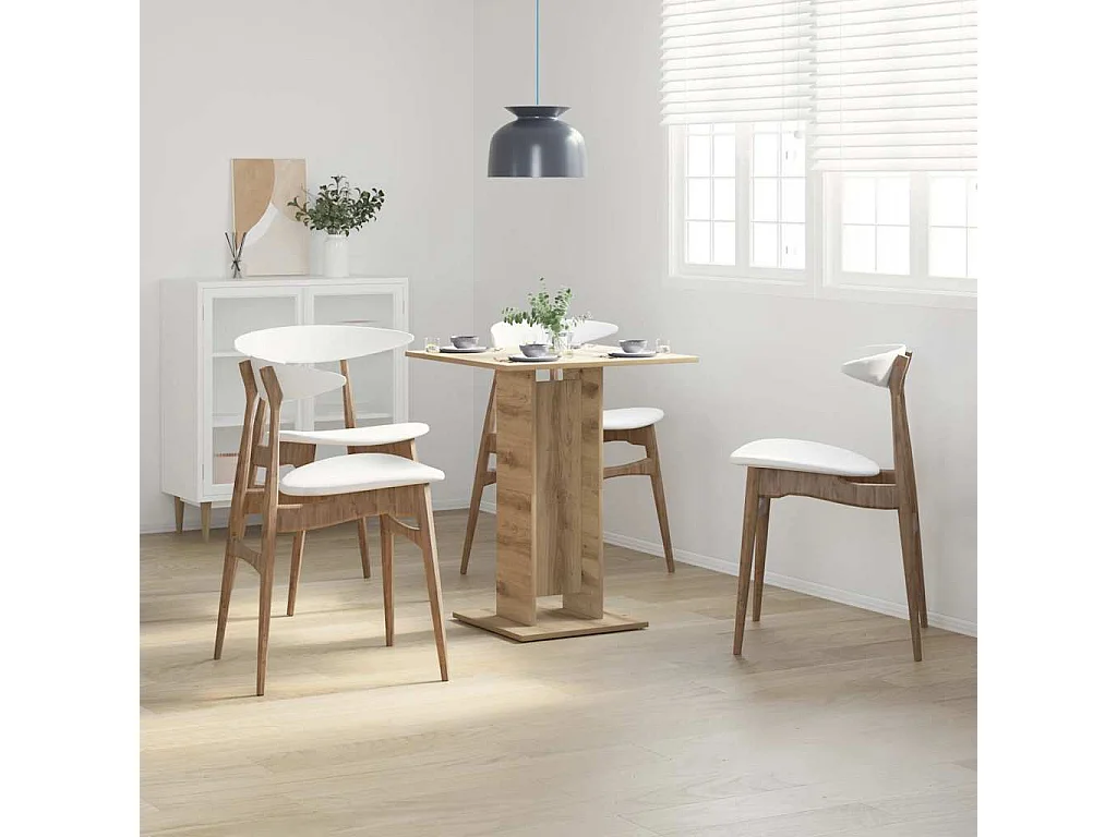 Table de bistro chêne artisanal 60x60x75 cm bois d'ingénierie