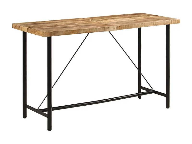 Table de bar 180x70x107 cm bois massif de manguier et fer