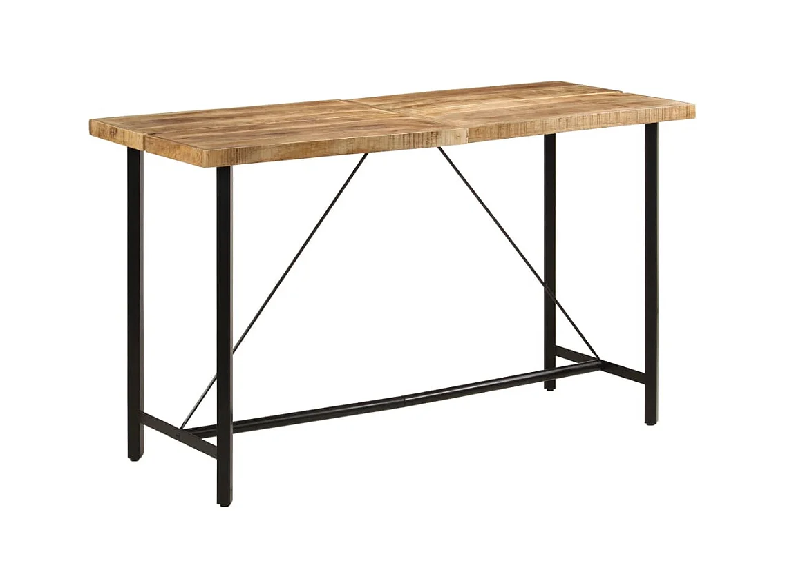 Table de bar 180x70x107 cm bois massif de manguier et fer