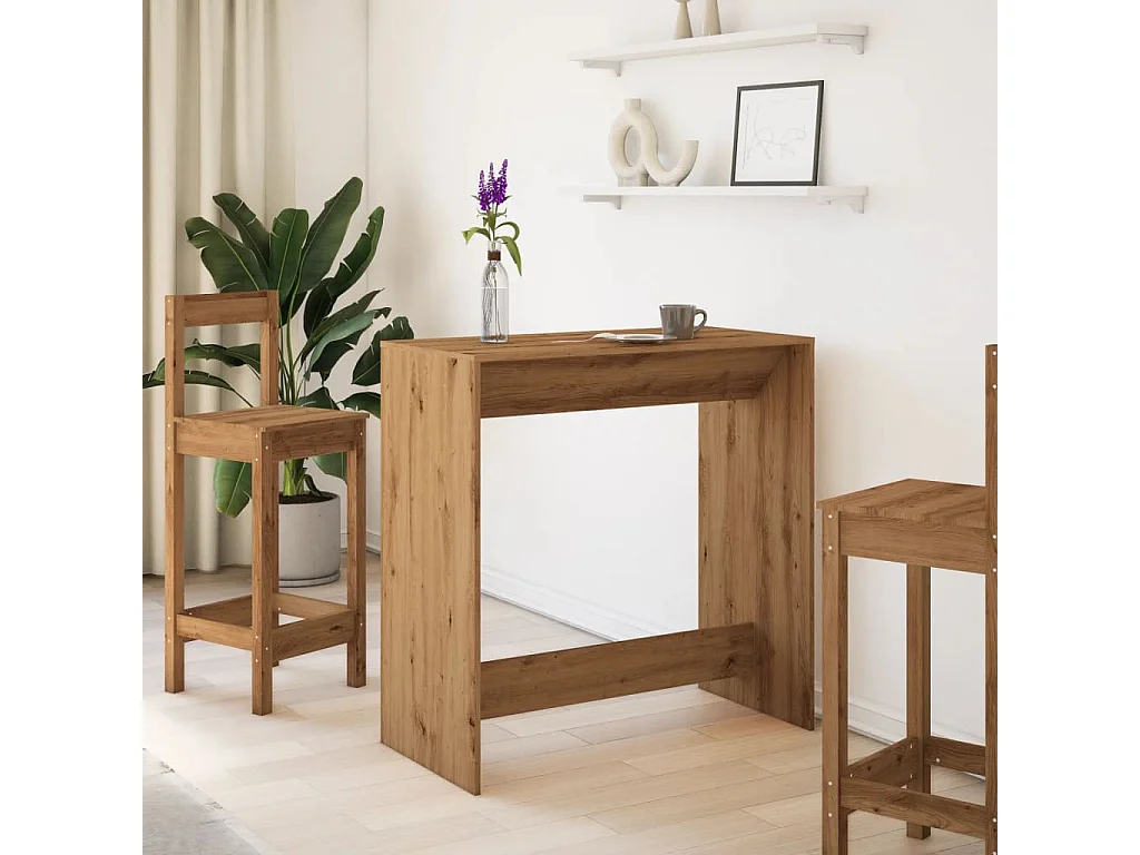 Table de bar chêne artisanal 102x50x103,5 cm bois d'ingénierie
