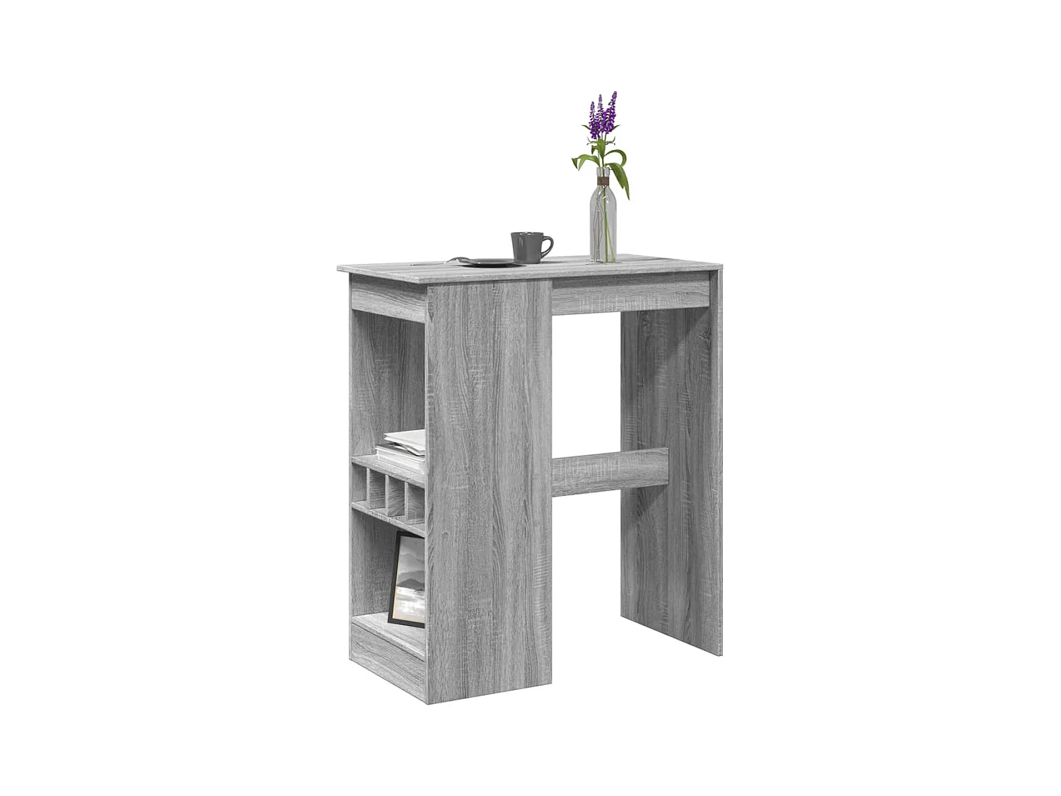 Table de bar avec étagères sonoma gris bois d'ingénierie