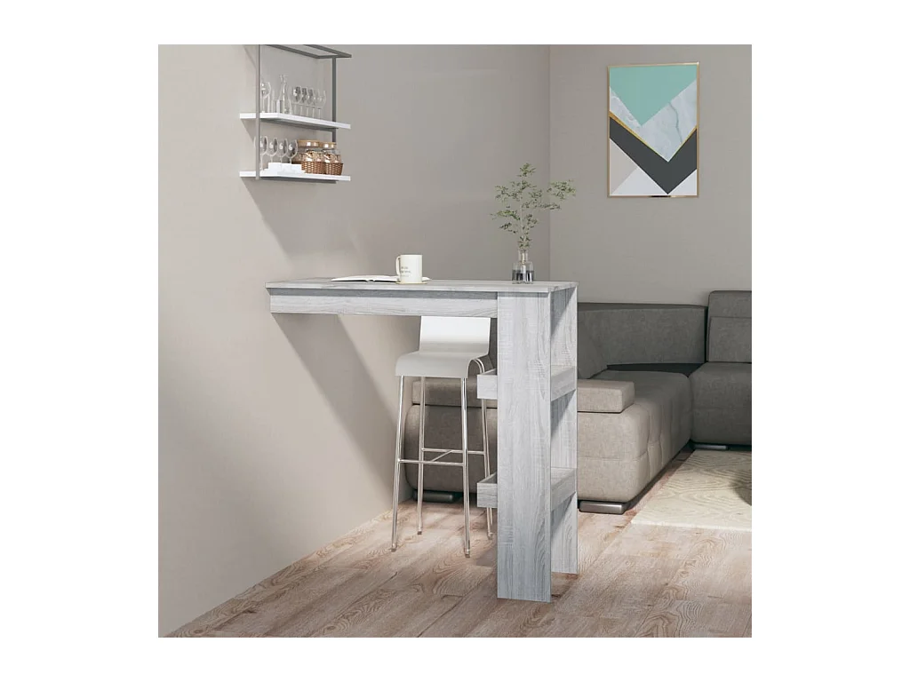 Table bar murale Sonoma gris 102x45x103,5 cm Bois d'ingénierie