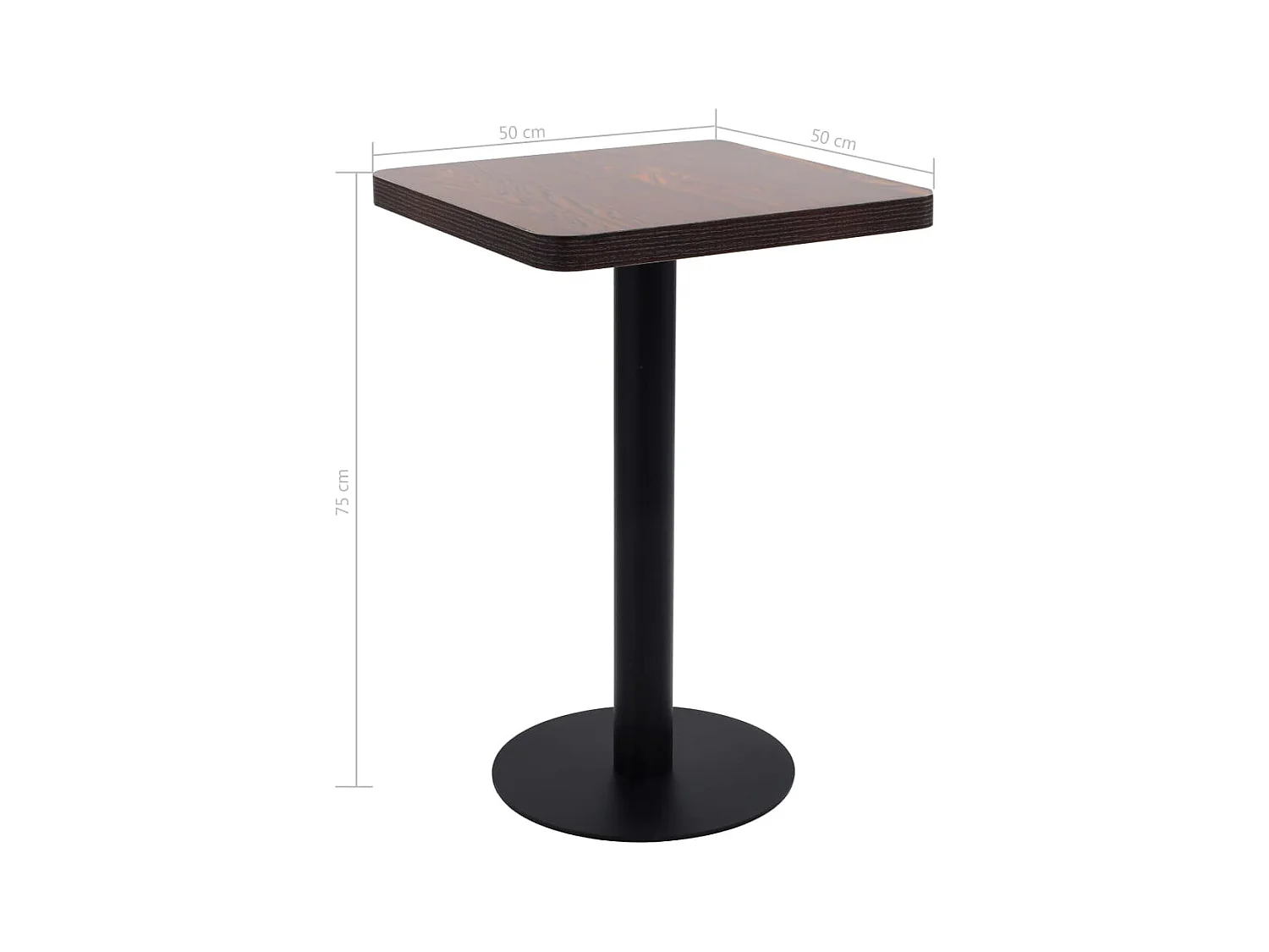 Table de bistro Marron foncé 50x50 cm MDF