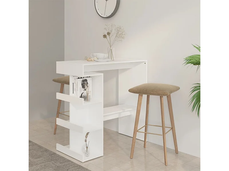 Table de bar étagère de rangement Blanc 100x50x101,5 cm