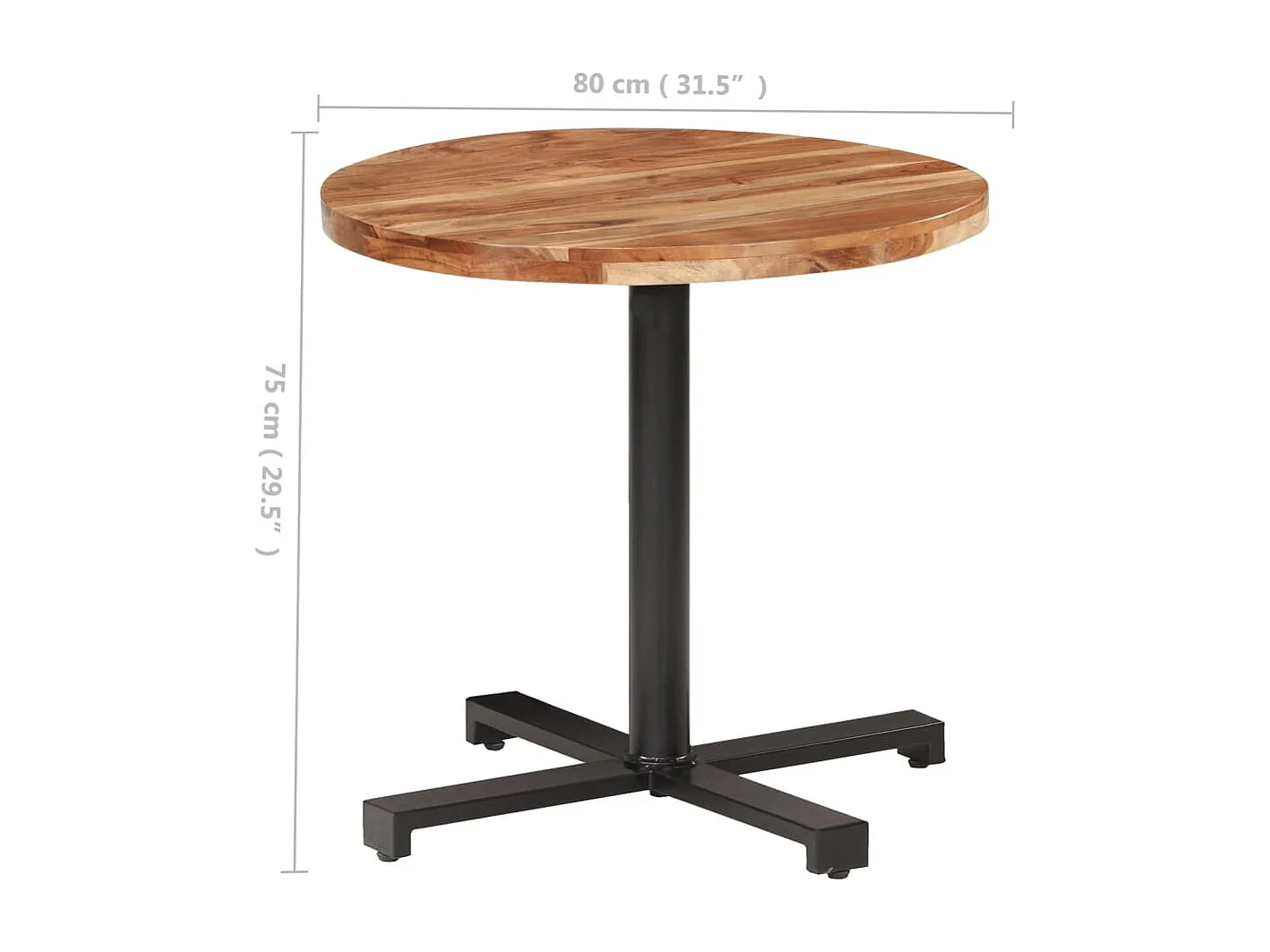 Table de bistro Ronde Ø80x75 cm Bois d'acacia massif