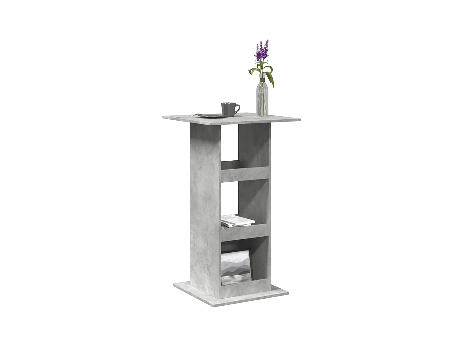 Table de bar avec rangement gris béton bois d'ingénierie