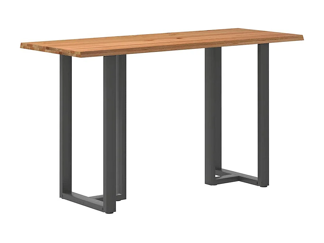 Table de bar marron clair bois de chêne massif rectangulaire