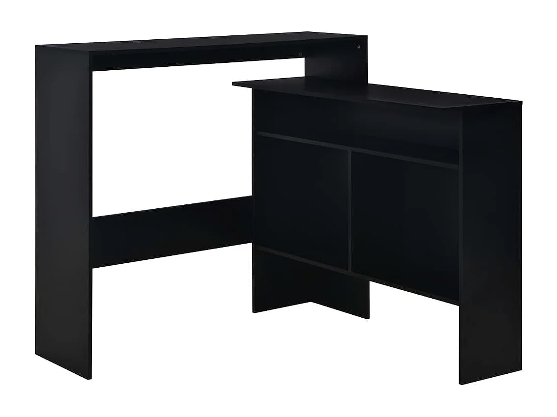 Mesa alta de cocina con 2 encimeras negra 130x40x120 cm